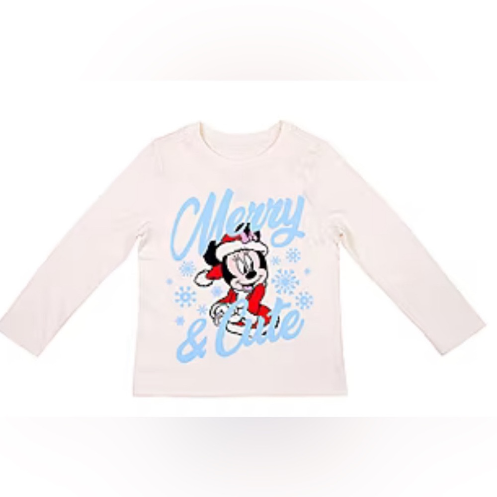 🌵 Disney Girls Crew Neck Minnie Mouse Long Sleeve Graphic T-Shirt NWOT